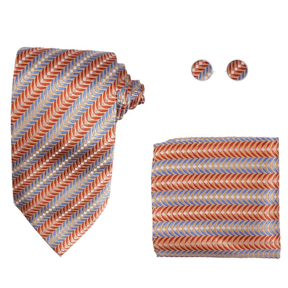 New in Box Tie Cuff Links Pocket Square Hanky Set